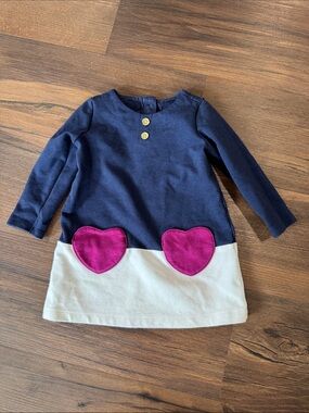 Gymboree Colorblock Dress With Heart Pockets 12-18 Months